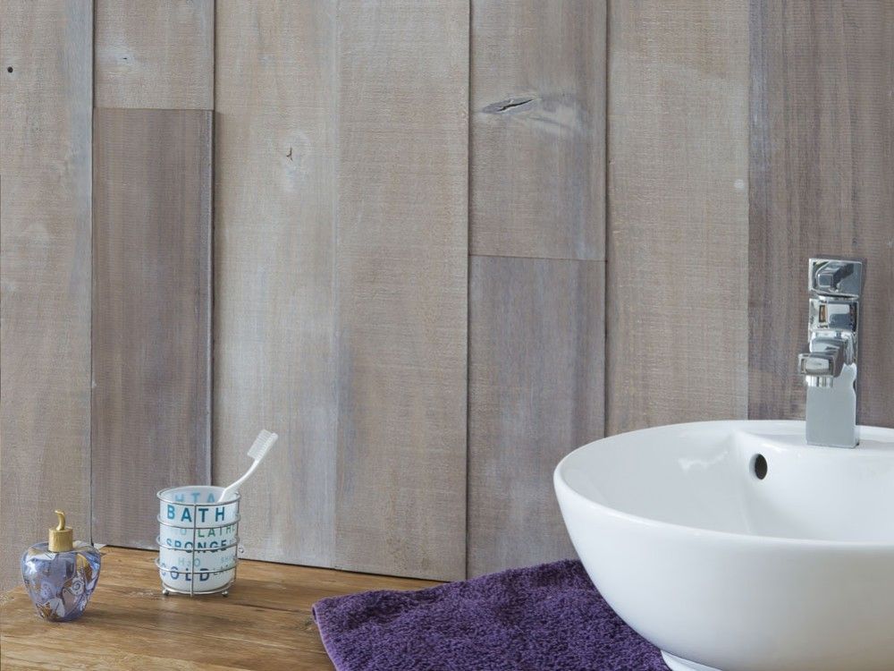 mur en bois salle de bain