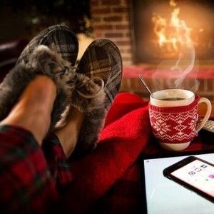 chocolat chaud devant la cheminée