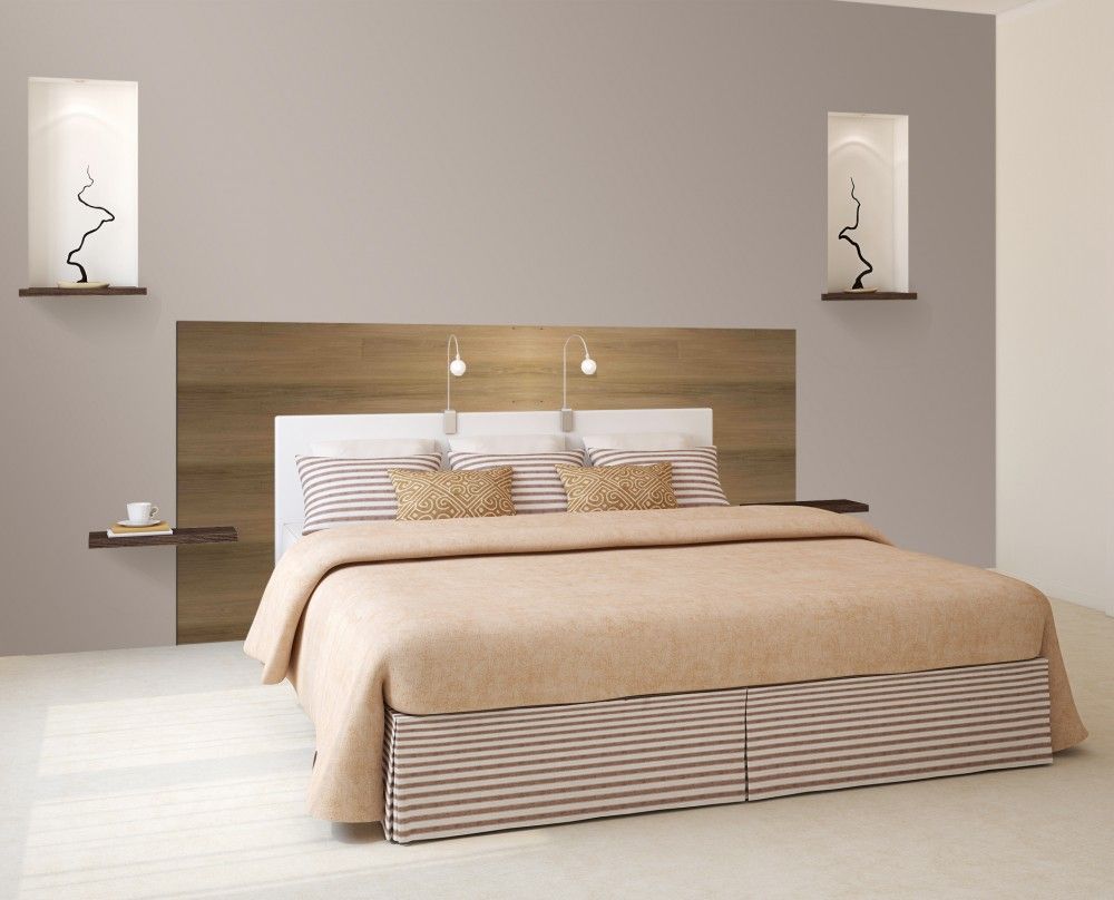 Lit moderne et tête de lit en bois
